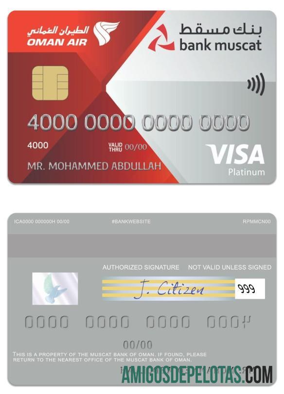 Oman Muscat Bank Visa Platinum Credit Card example